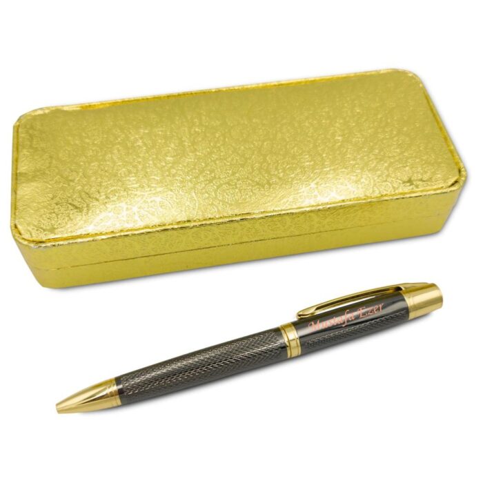 large gold kutu metal tukenmez kalem seti 18102