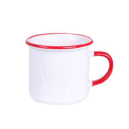 Kulpu ve Ağız Çevresi Kırmızı Enamel Kupa