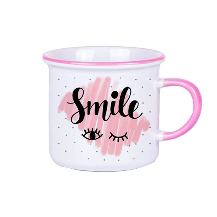 sublimasyon kulpu ve agiz cevresi pembe enamel kupa kutulu 35037 60 B