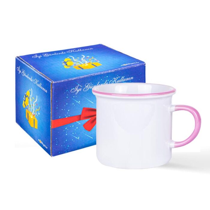 sublimasyon kulpu ve agiz cevresi pembe enamel kupa kutulu 35039 60 B