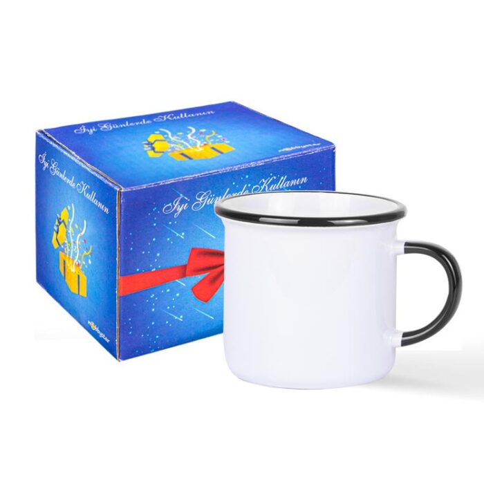 sublimasyon kulpu ve agiz cevresi siyah enamel kupa kutulu 35033 60 B