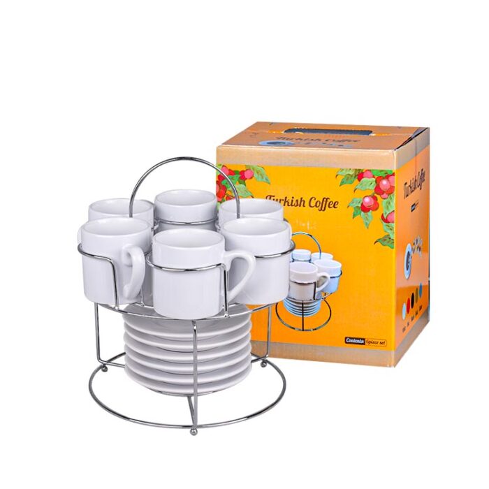 sublimasyon papatya standli turk kahve fincan takimi 6 li beyaz 36814 62 B