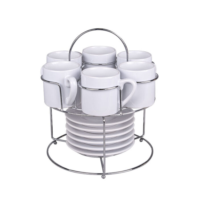 sublimasyon papatya standli turk kahve fincan takimi 6 li beyaz 36817 62 B
