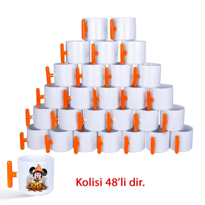 sublimasyon porselen turuncu kulplu t kupa bardak 33483 59 B