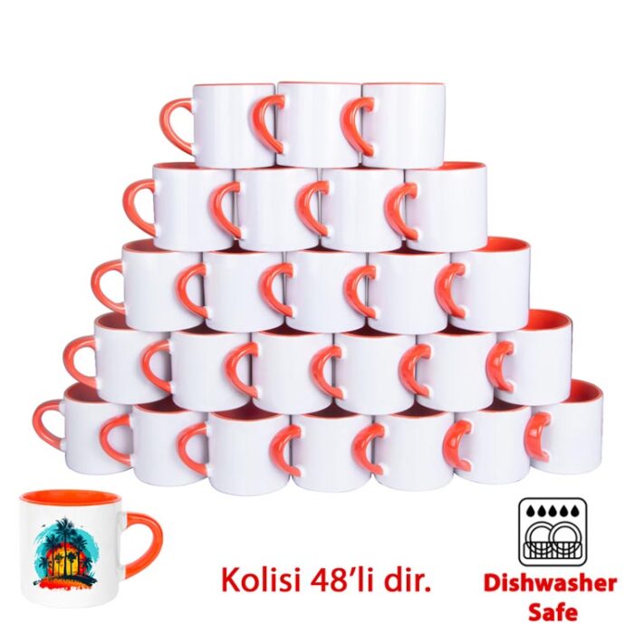 sublimasyon porselen turuncu nescafe fincani 32371 58 B
