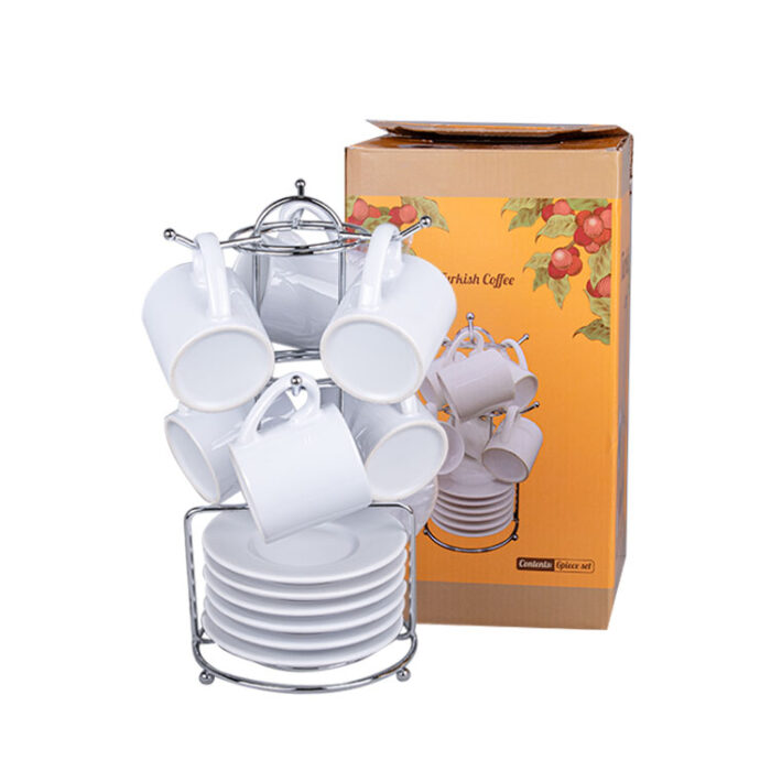 sublimasyon salkim standli turk kahve fincan takimi 6 li beyaz 36812 62 B