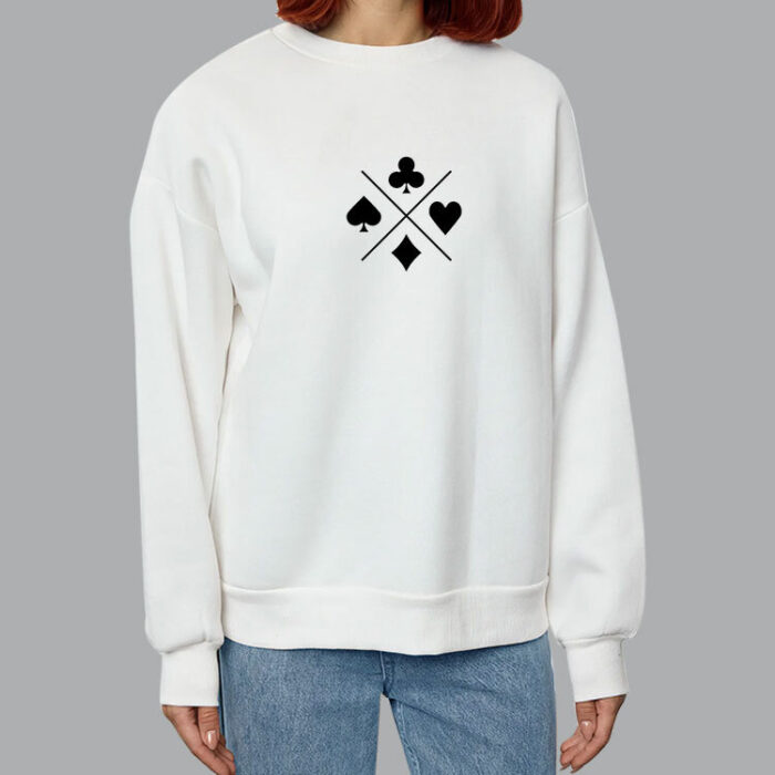 unisex beyaz bisiklet yaka sweatshirt 37253 62 B