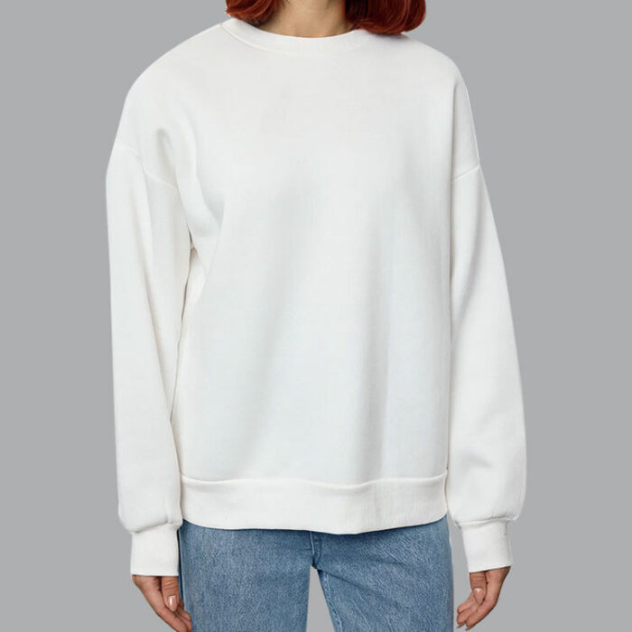 unisex beyaz bisiklet yaka sweatshirt 37255 62 B