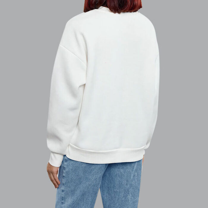 unisex beyaz bisiklet yaka sweatshirt 37256 62 B