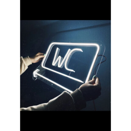 Minimal WC Neon Işık | 30x20 Modern Tuvalet Tabelası - Tek Ebat